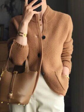 Brown knit Bouclé Cardigan Jacket